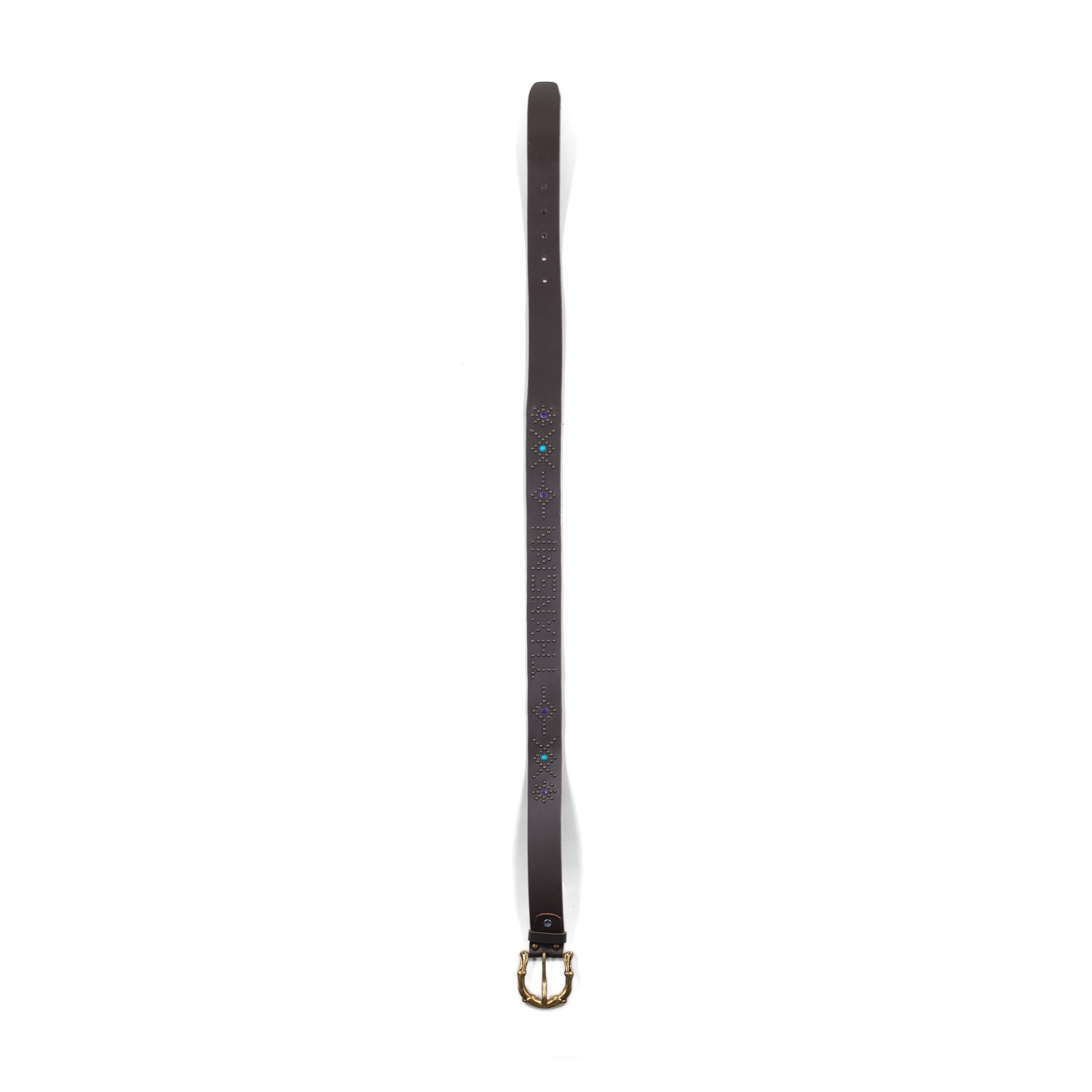 Genuine Leather Studded Belt - Yuvika Brown Thanksinsomnia