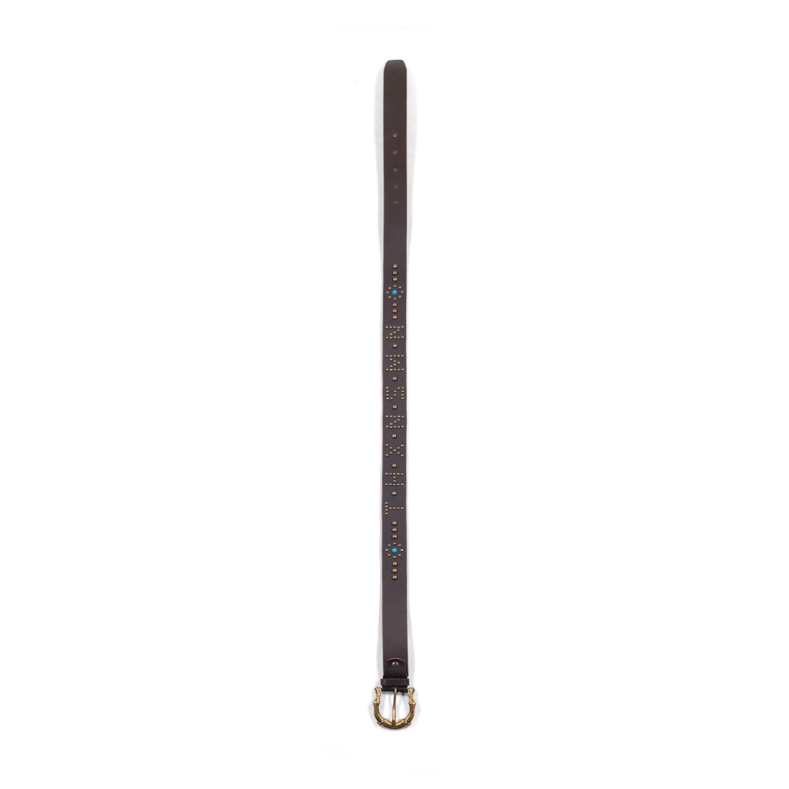 Genuine Leather Studded Belt - Fiorelta Brown Thanksinsomnia