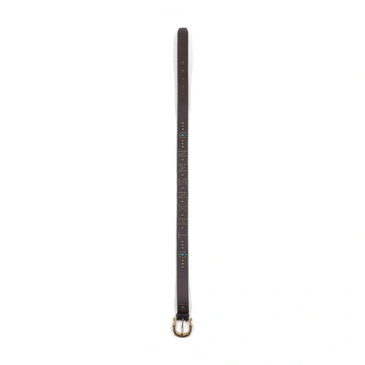 Genuine Leather Studded Belt - Fiorelta Brown Thanksinsomnia