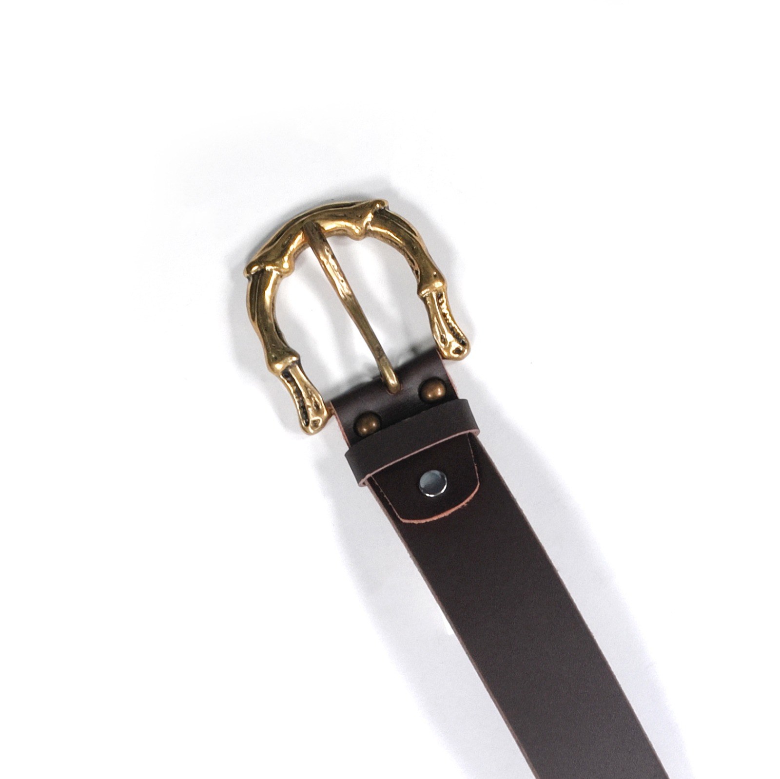 Genuine Leather Studded Belt - Fiorelta Brown Thanksinsomnia