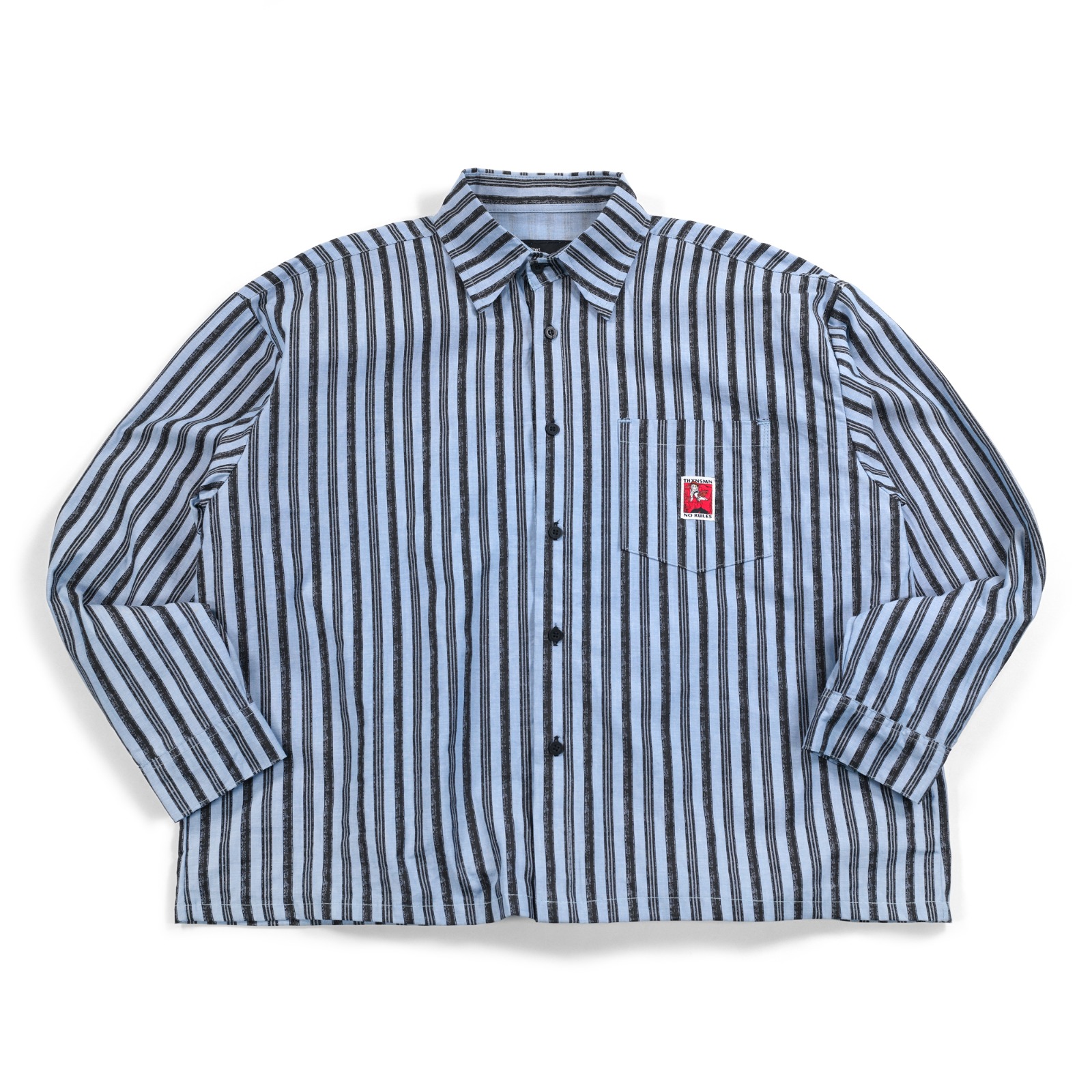 04 - Long Shirt Elenthie Slate Blue Black Striped Thanksinsomnia