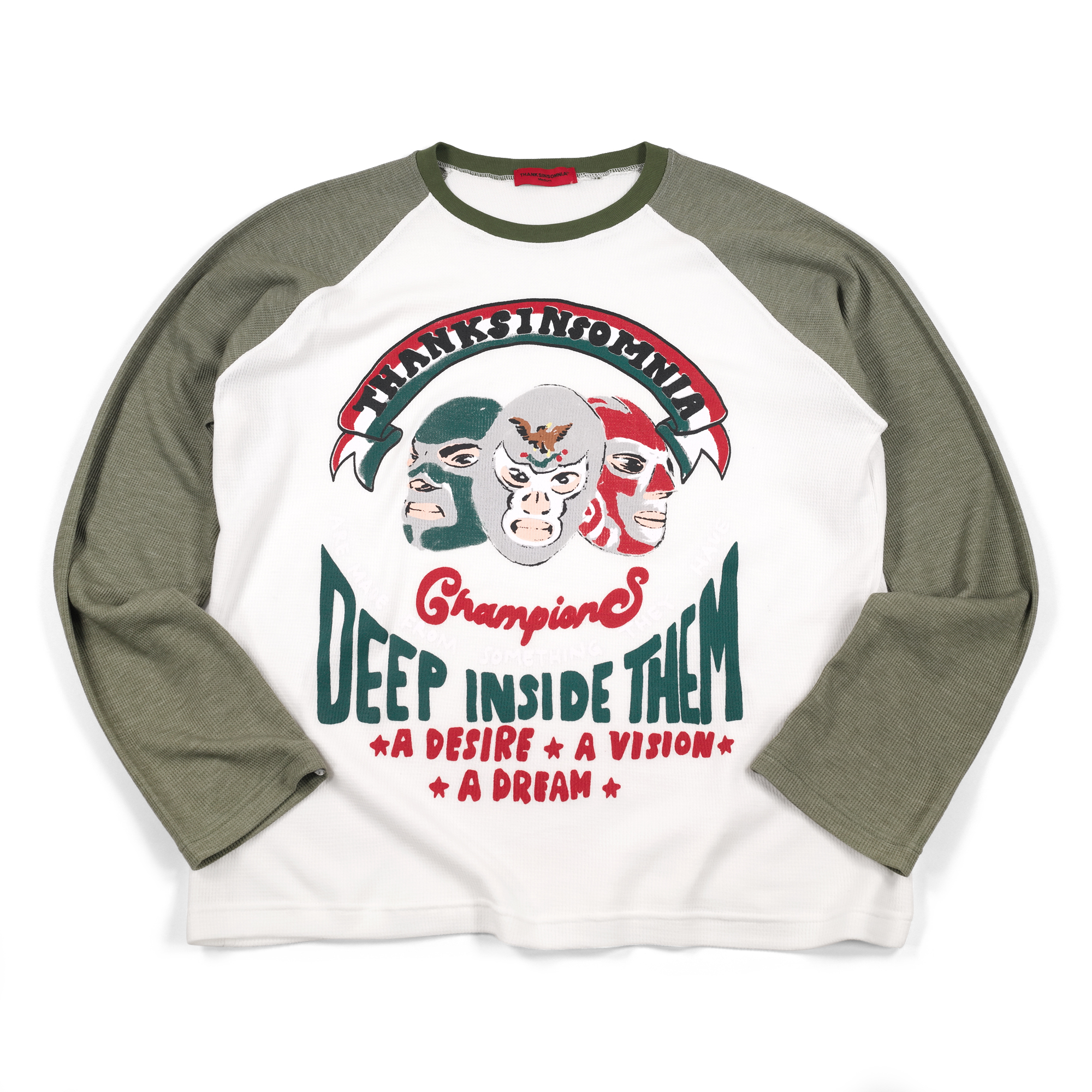 Raglan Longsleeve Therena White Olive Thanksinsomnia