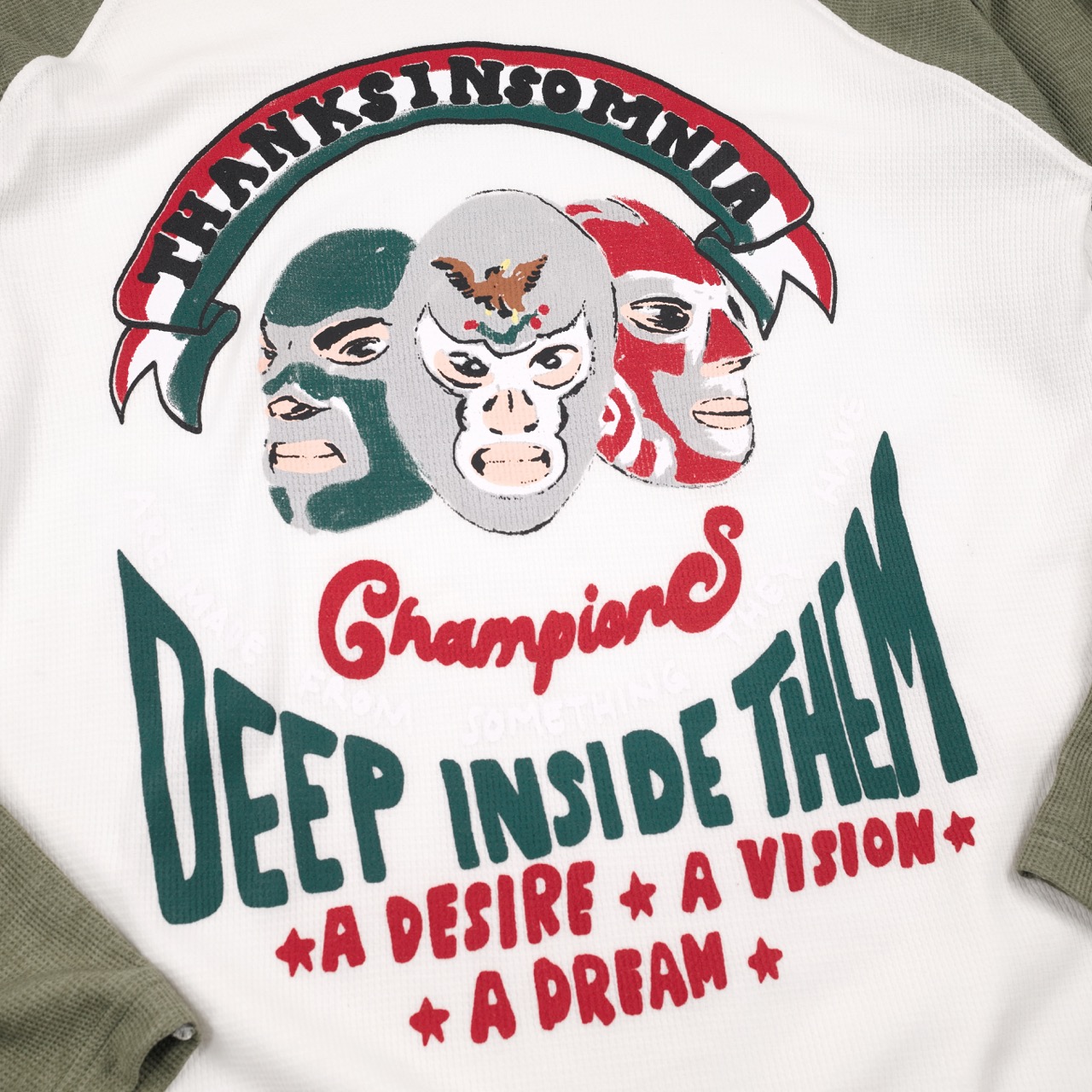 Raglan Longsleeve Therena White Olive Thanksinsomnia