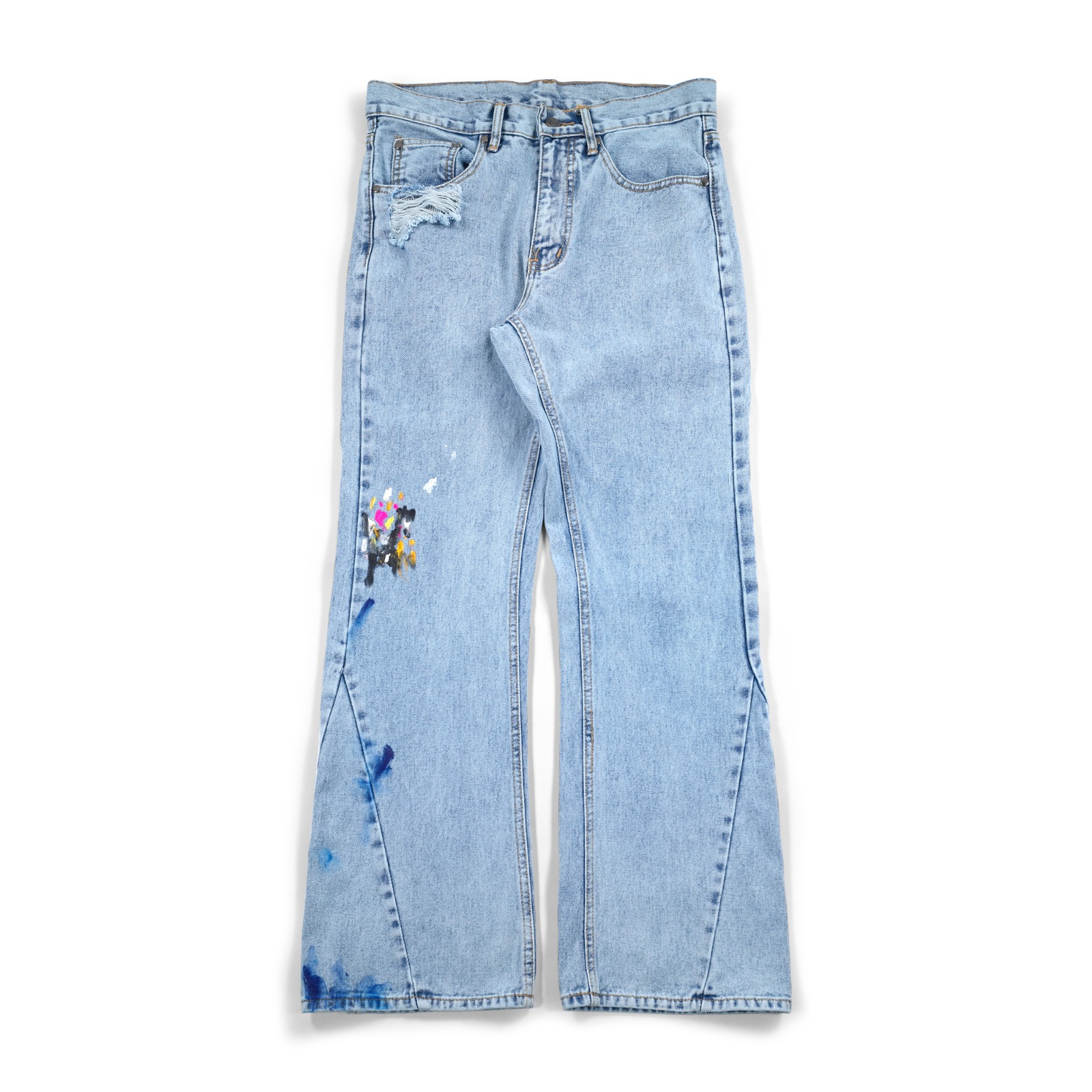 Denim Pants Jameela Splatter Distressed Light Blue Thanksinsomnia