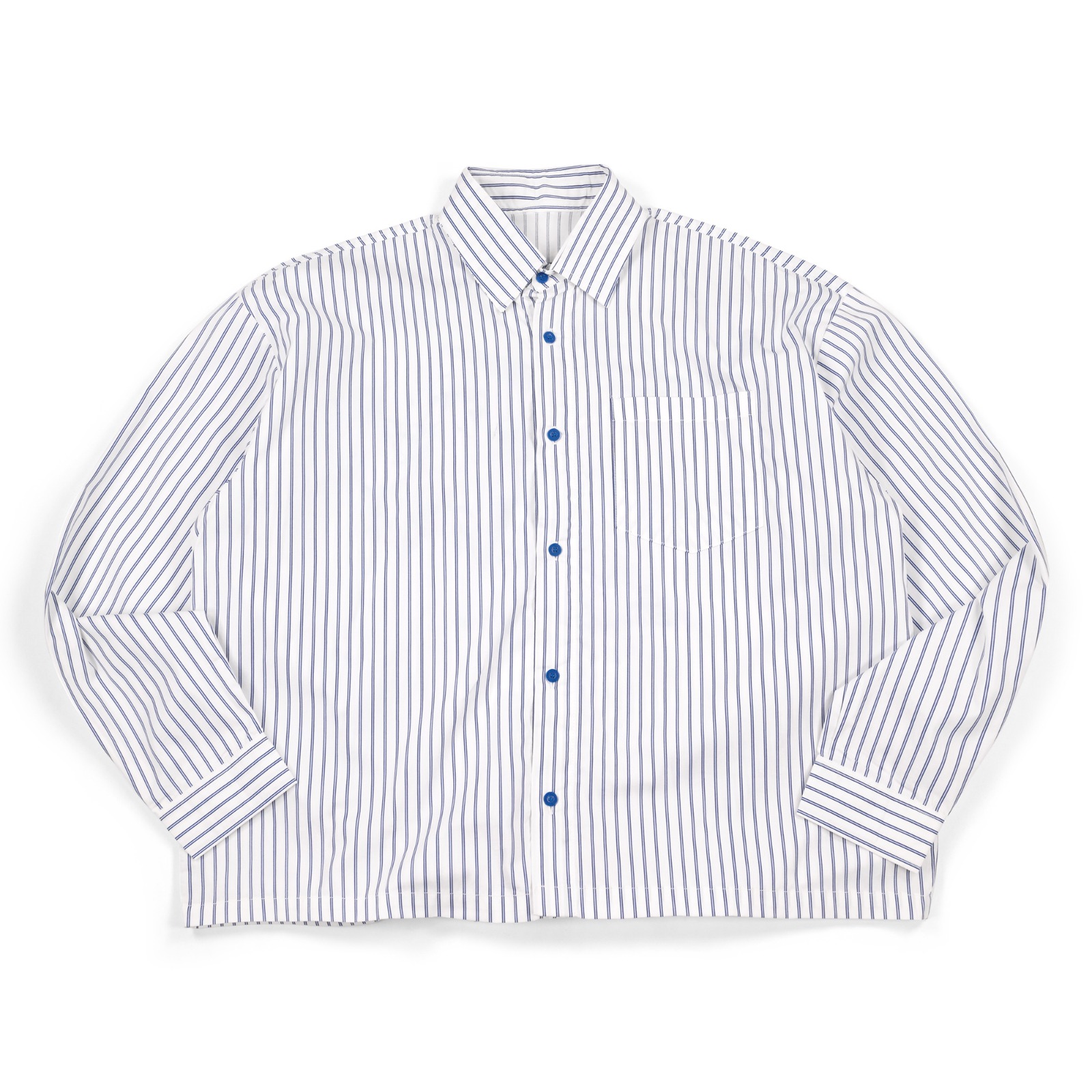 02 - Long Shirt Kirana White Navy Striped Blue Buttons Thanksinsomnia
