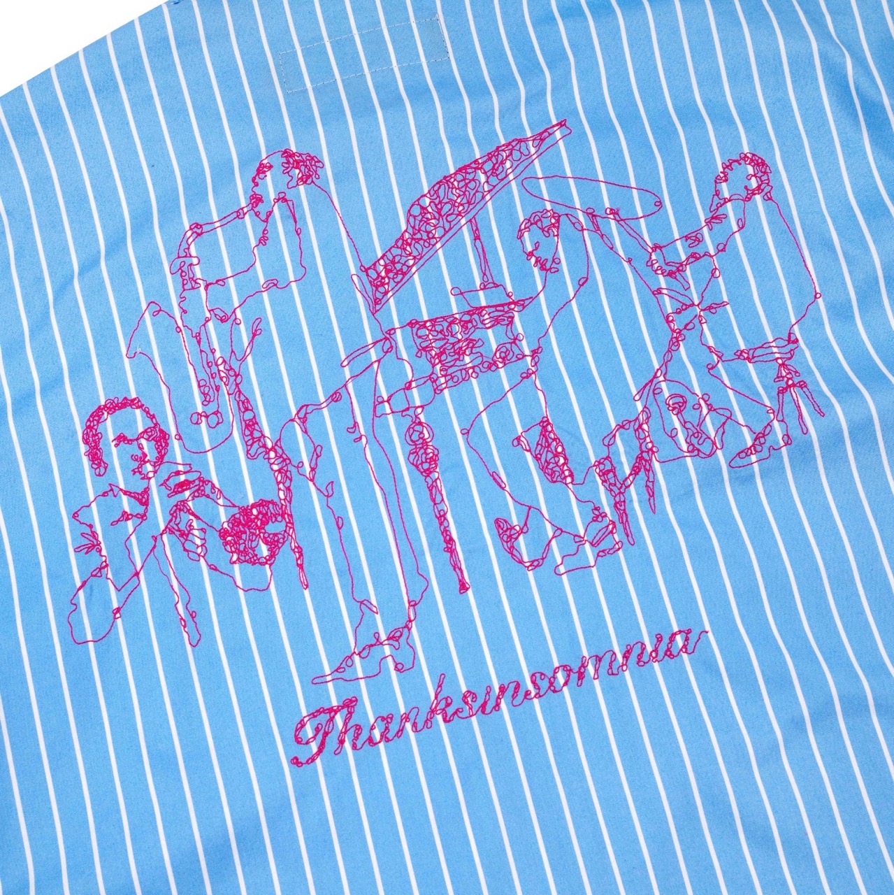 02 - Long Shirt Kirana Sky Blue White Striped Red Buttons Thanksinsomnia