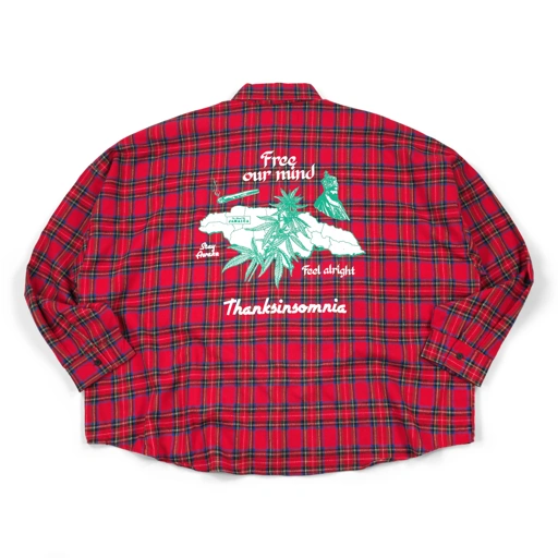 04 - Oversized Flannel Long Shirt Yezelin Red Thanksinsomnia