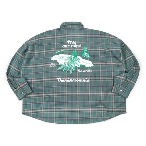 04 - Oversized Flannel Long Shirt Yezelin Green Thanksinsomnia