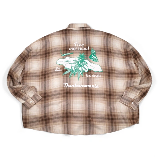 04 - Oversized Flannel Long Shirt Yezelin Brown Thanksinsomnia