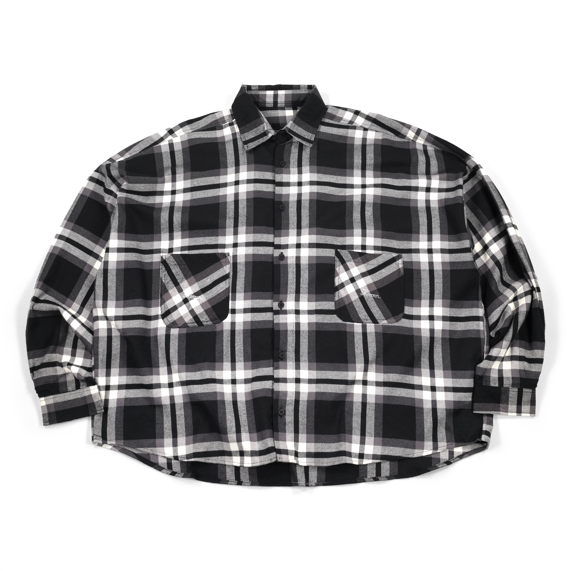 02 - Oversized Flannel Long Shirt Phelomy Black Thanksinsomnia