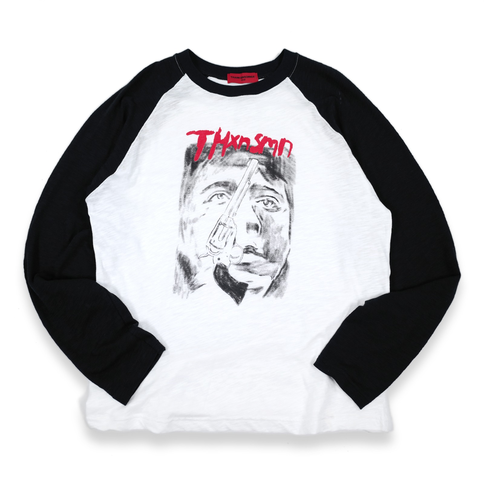 Raglan Longsleeve Prunella Black White Thanksinsomnia