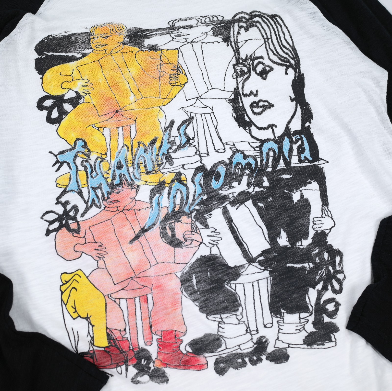 Raglan Longsleeve Stella White Black Thanksinsomnia