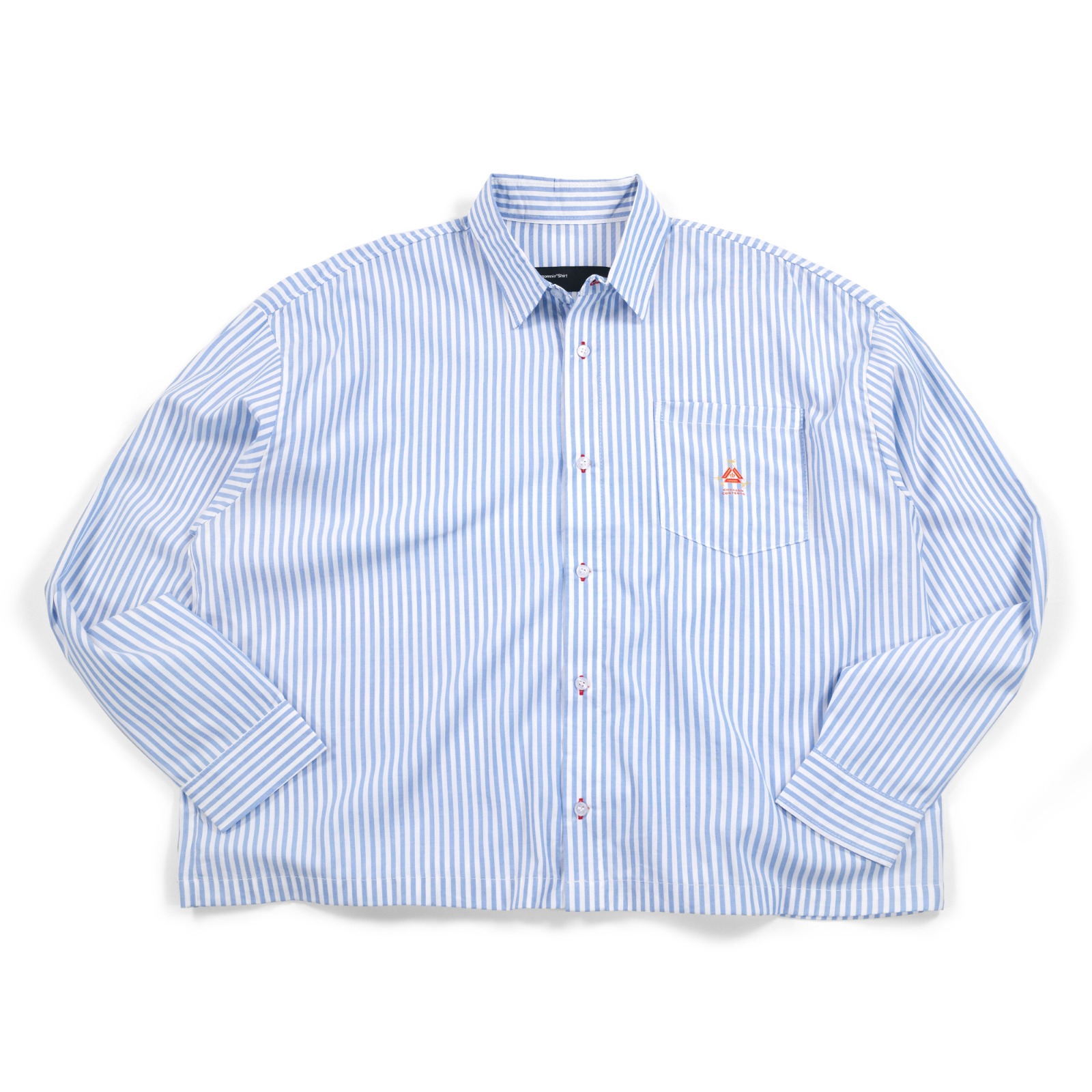 01 - Long Shirt Glaciera Blue Thick Striped Thanksinsomnia