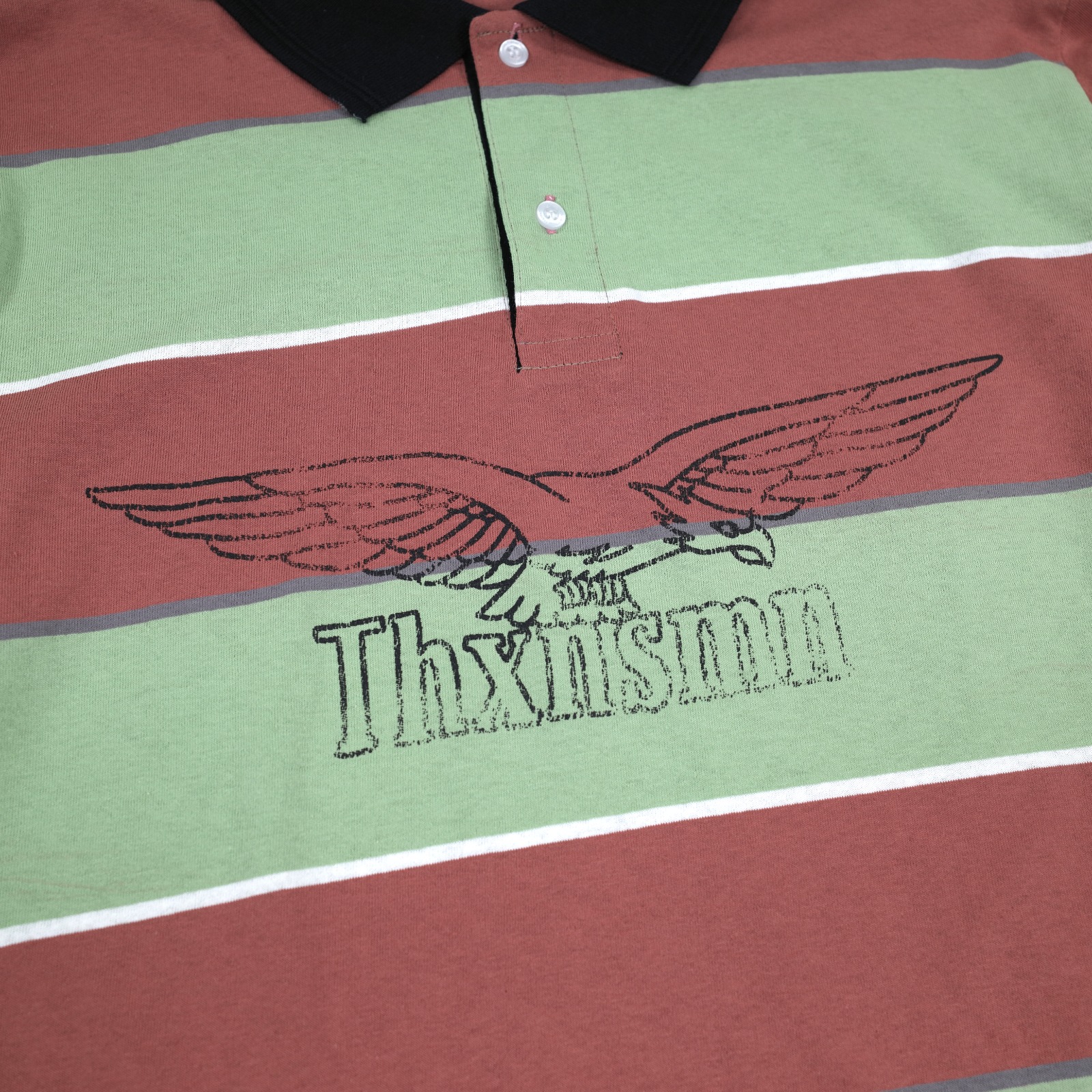 Rugby Polo Shirt Georgy Muted Red Green Stripes Thanksinsomnia