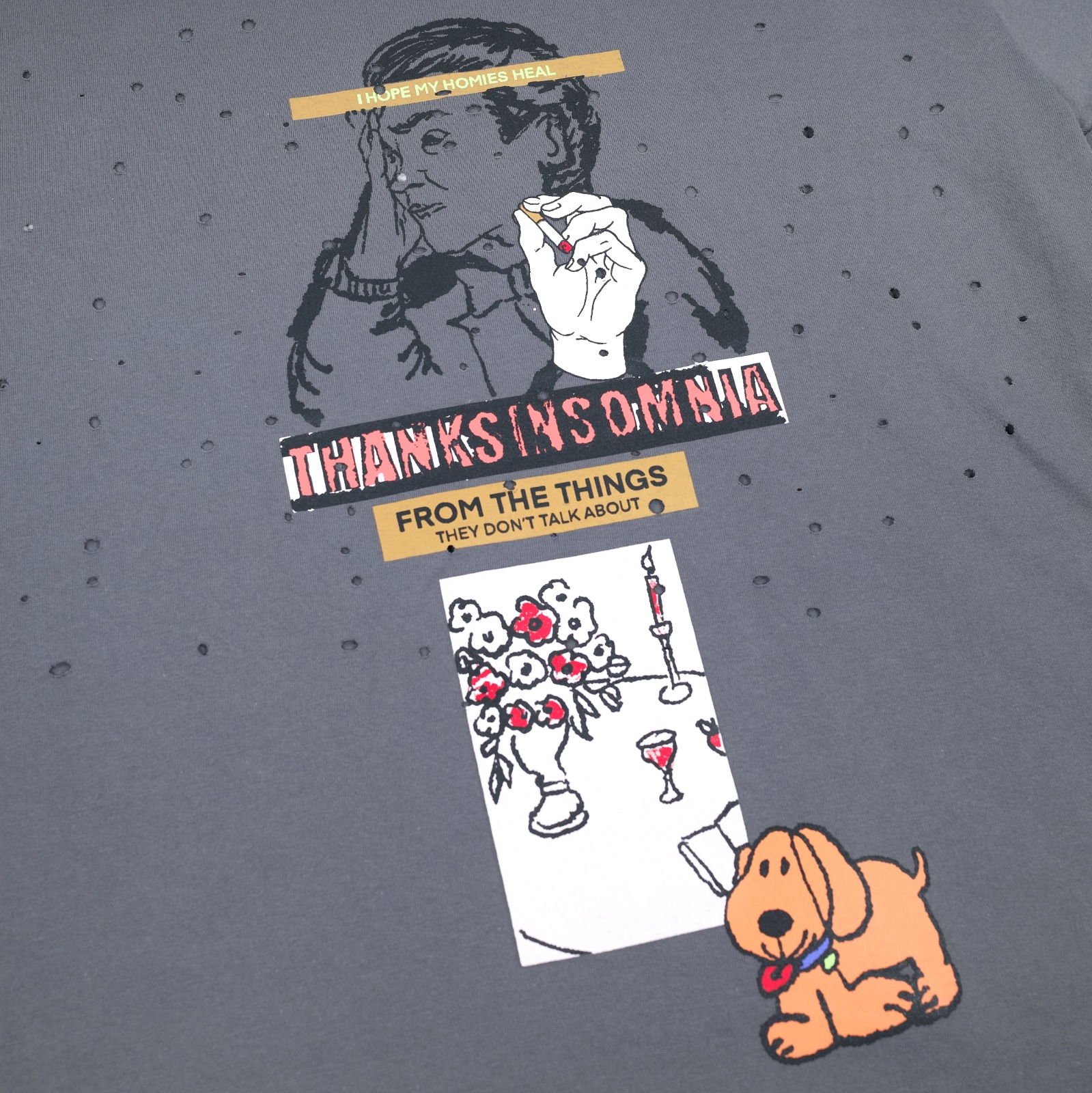 Tshirt Imogen Grey - Distressed Thanksinsomnia