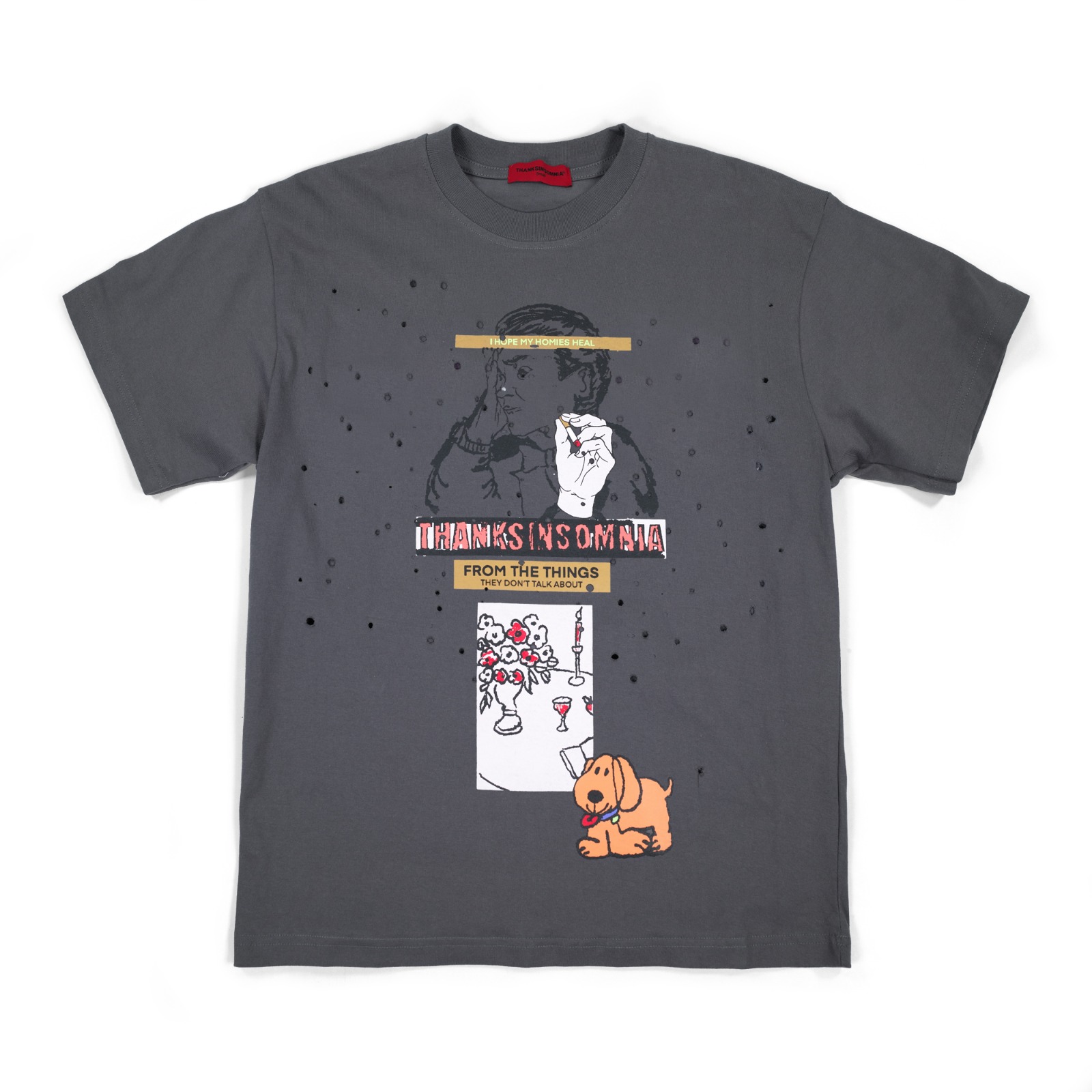 Tshirt Imogen Grey - Distressed Thanksinsomnia