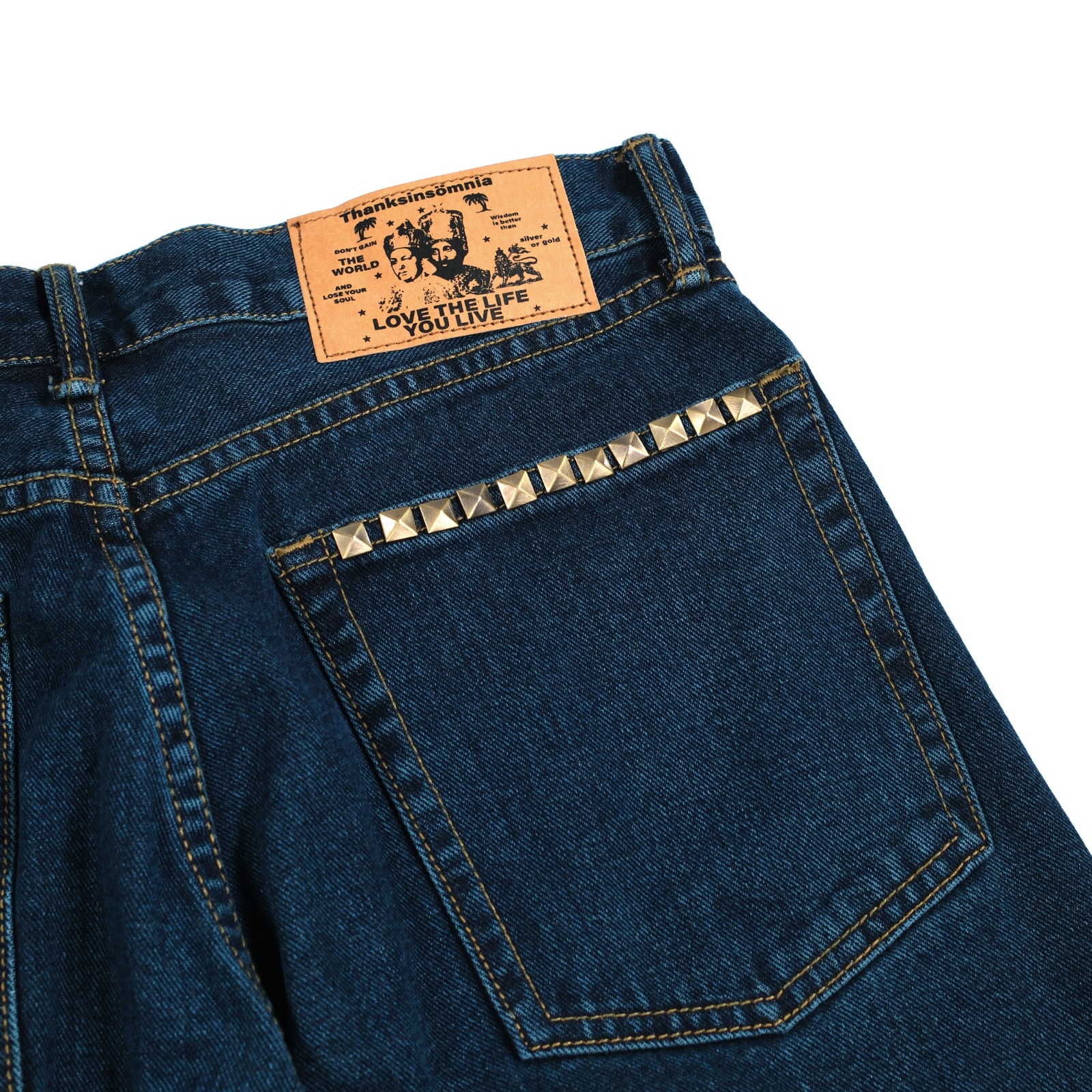 Denim Pants Draelle Studded Indigo Thanksinsomnia