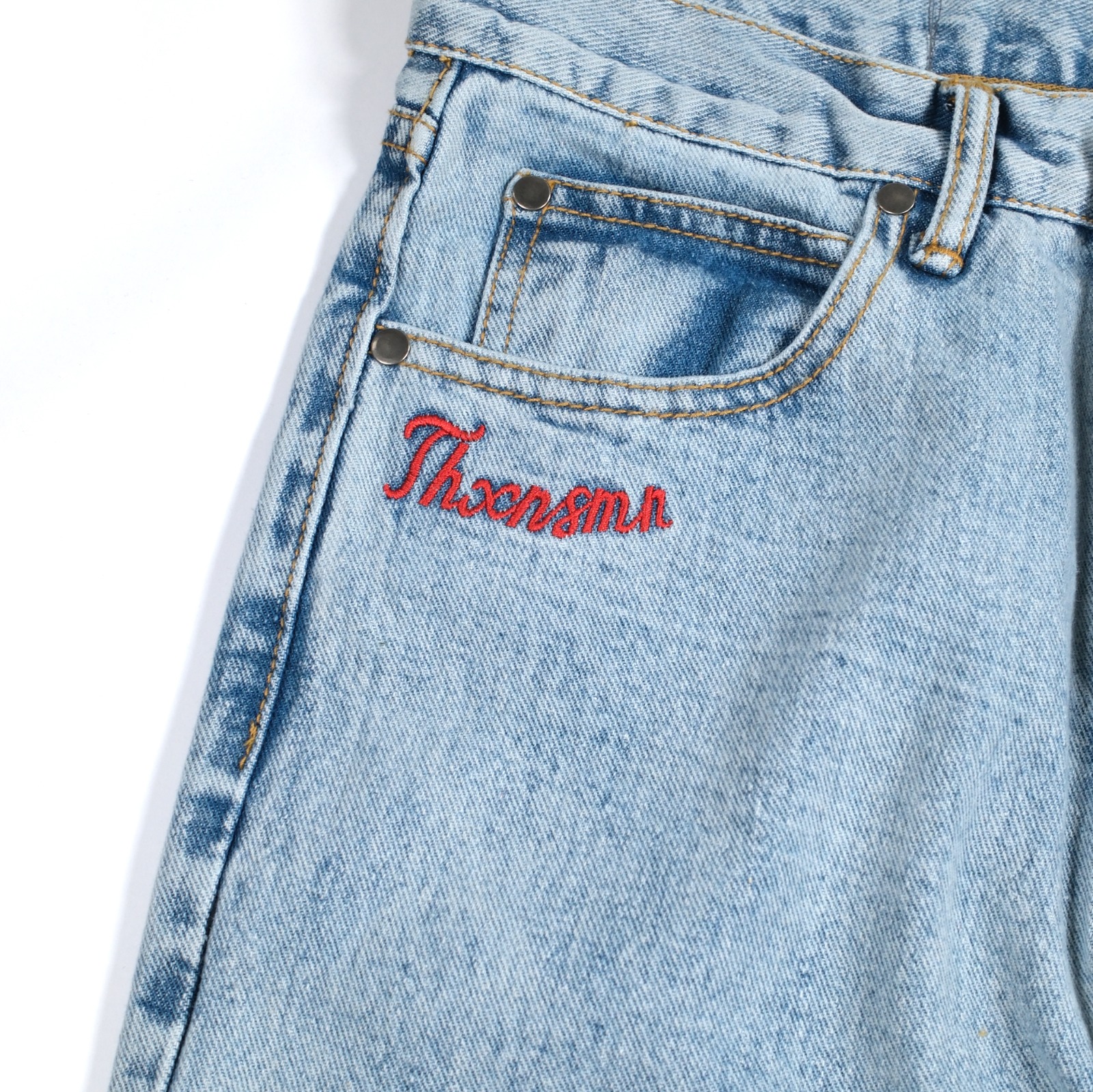 Denim Pants Meggy Embroidery Wash Blue Thanksinsomnia