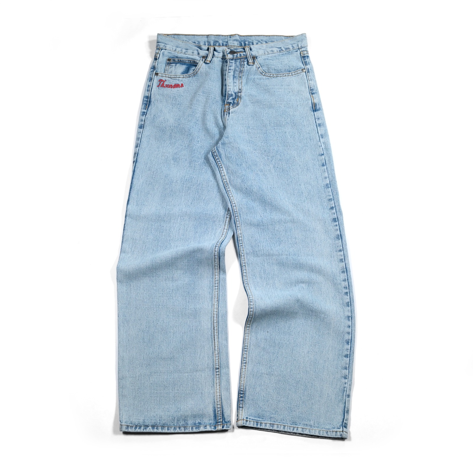 Denim Pants Meggy Embroidery Wash Blue Thanksinsomnia