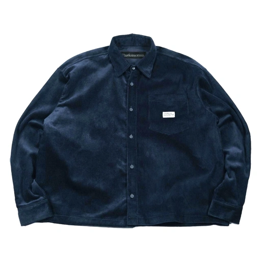Image of 04 Long Shirt Nessa Corduroy Wash Navy Thanksinsomnia