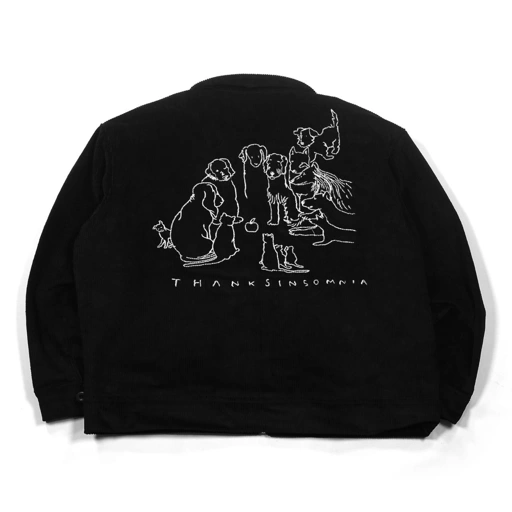 Image of Corduroy Zip Jacket Mirevia Black Thanksinsomnia