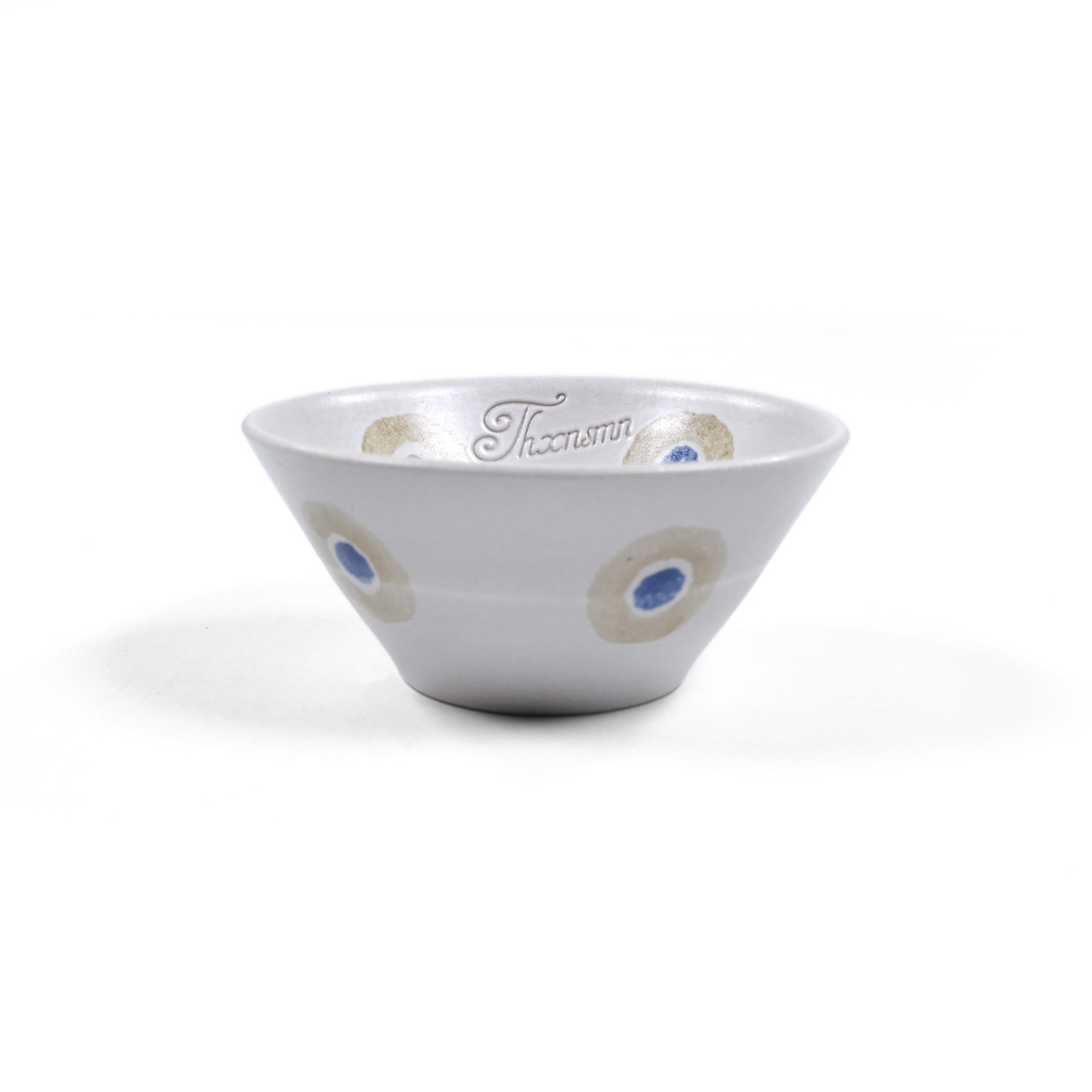 Ceramic Bowl Stella Beige Blue Circle Thanksinsomnia