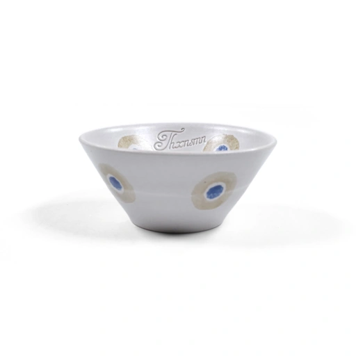 Ceramic Bowl Stella Beige Blue Circle Thanksinsomnia