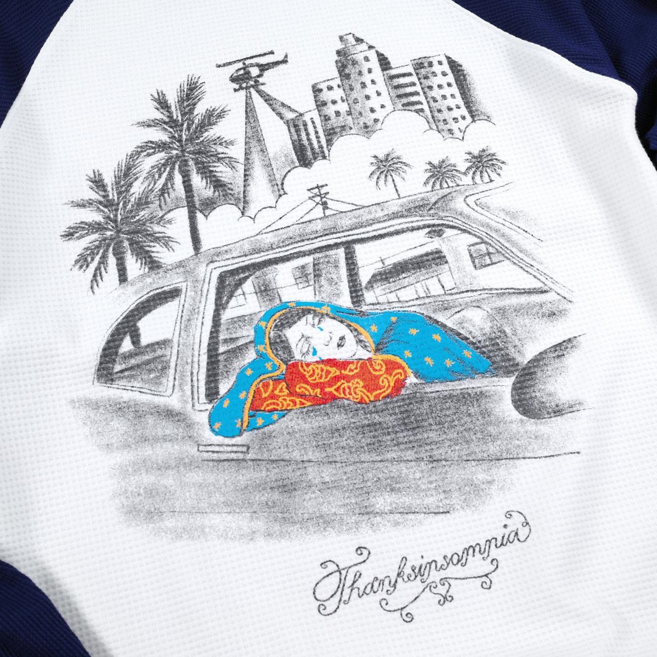 Raglan Longsleeve Kezira White navy Thanksinsomnia