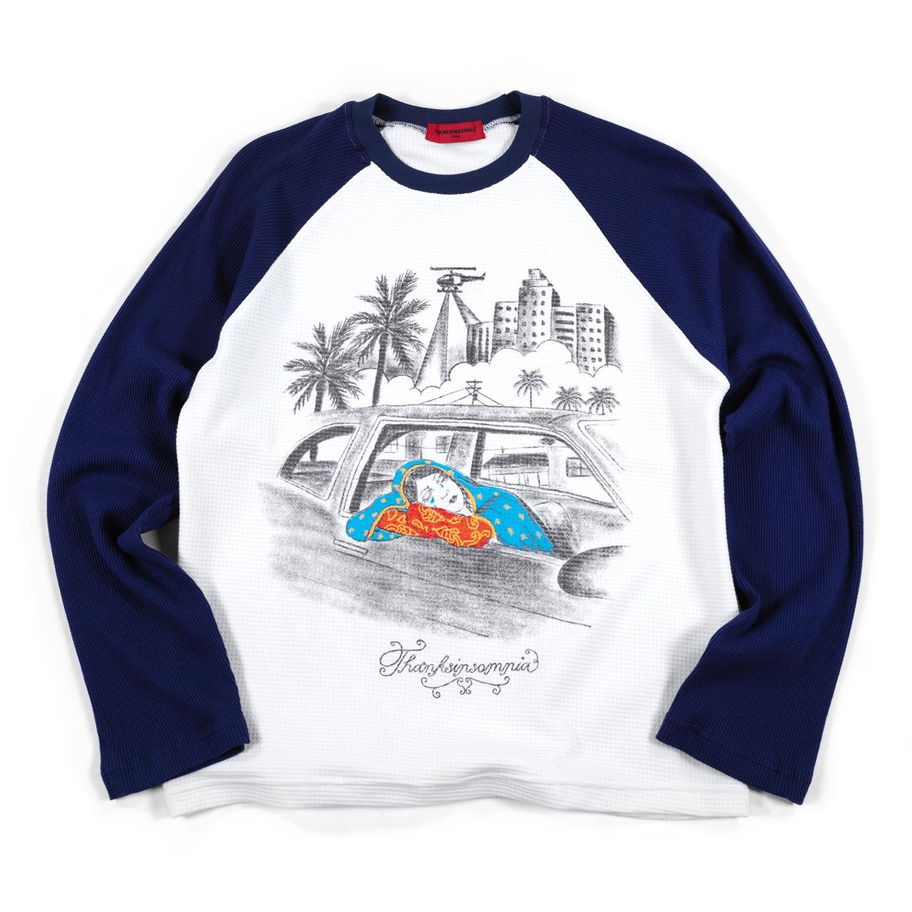 Raglan Longsleeve Kezira White navy Thanksinsomnia
