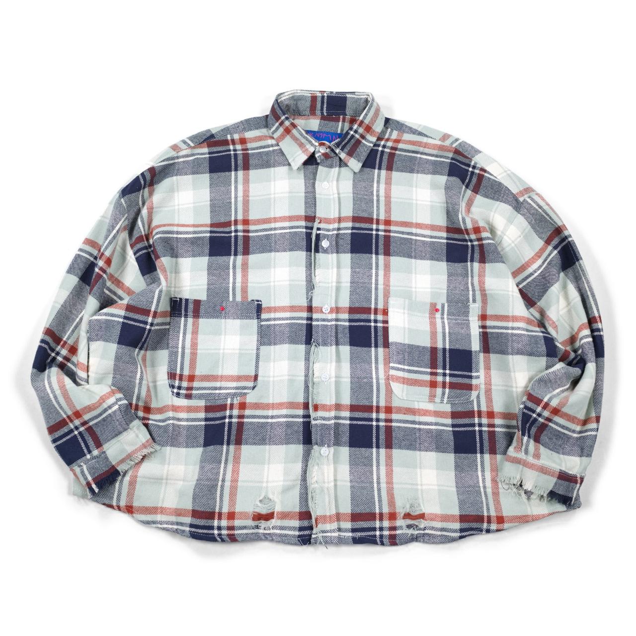 04 - Oversized Flannel Shirt Thamyra Navy Red Plaid Thanksinsomnia