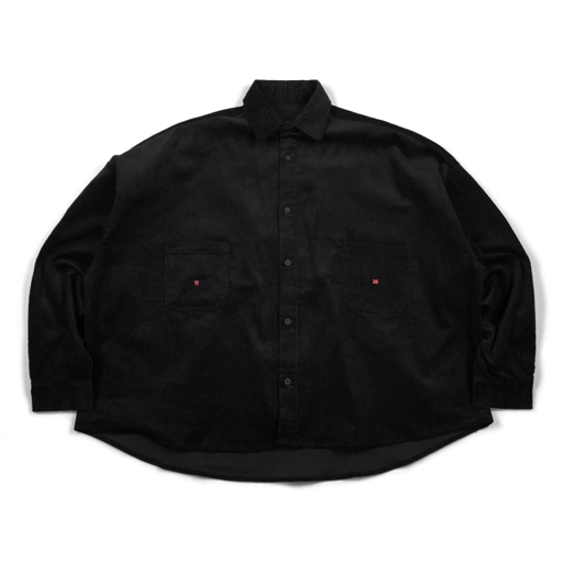 Image of 04 Oversized Long Shirt Kladina Corduroy Black Thanksinsomnia