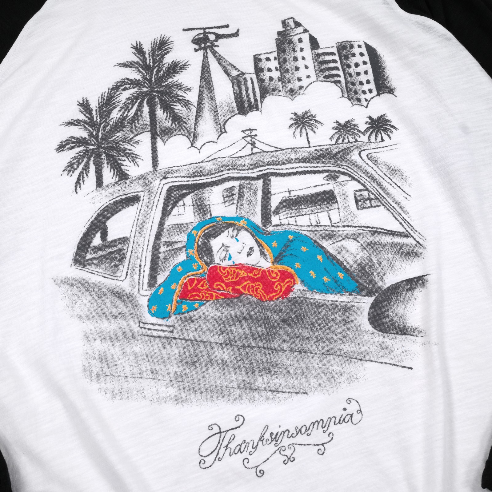 Raglan Longsleeve Kezira White Black Thanksinsomnia