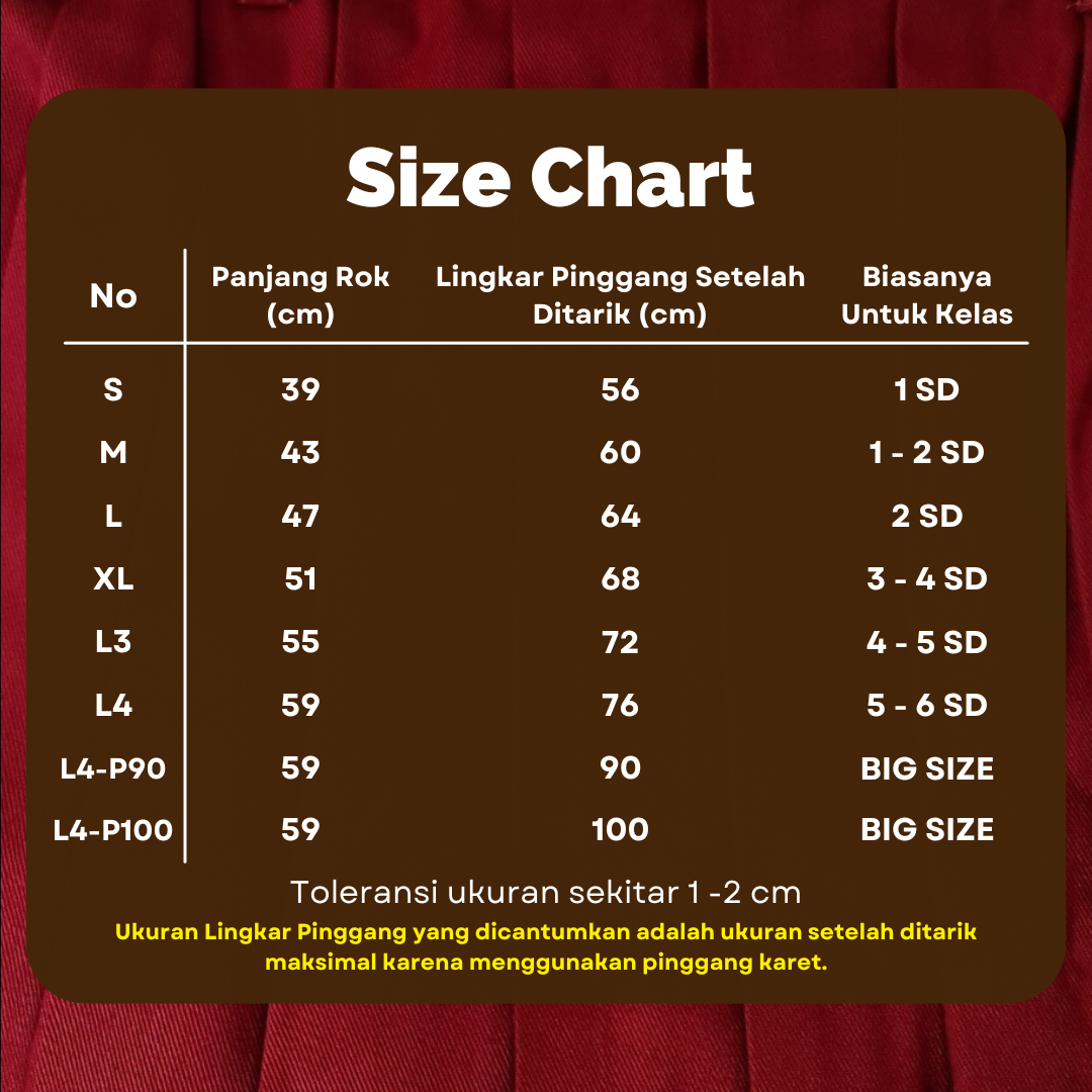 Rok Pendek Rempel SD Merah Maroon