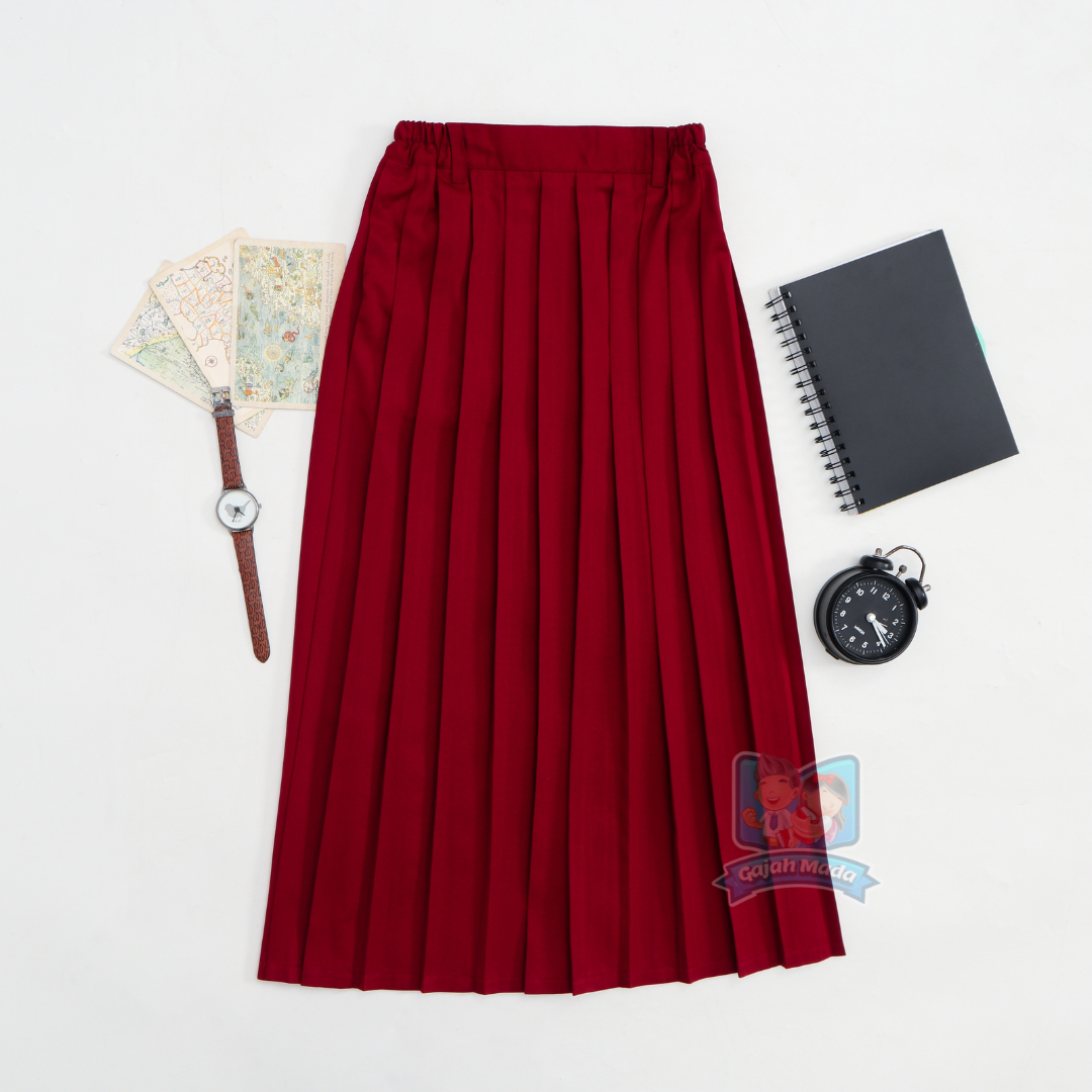 Rok Panjang Rempel SD Merah Maroon