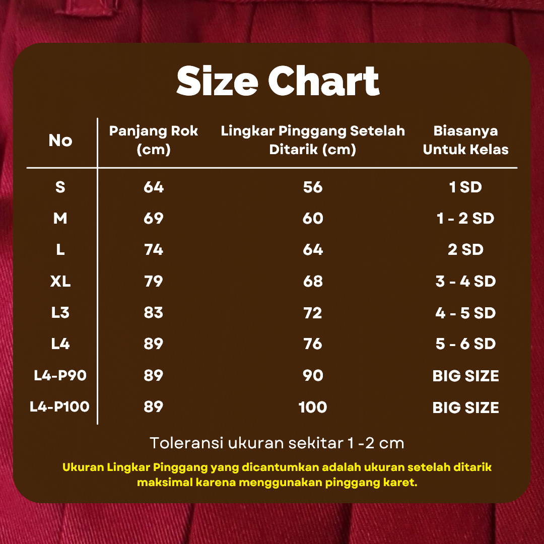 Rok Panjang Rempel SD Merah Maroon