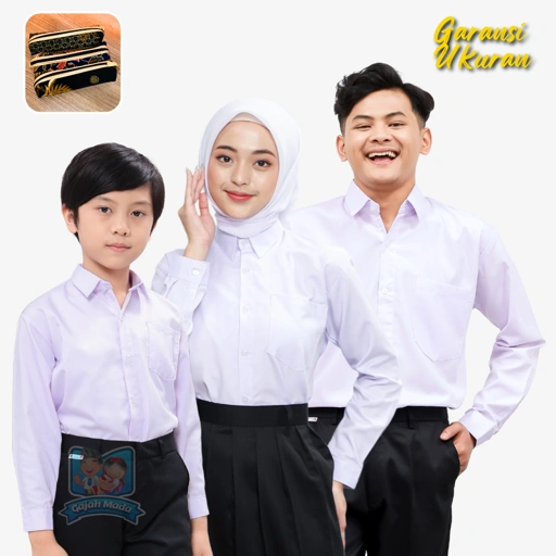Image of Baju Putih Polos SD SMP SMA Ospek Kuliah Kerja Premium Lengan Panjang
