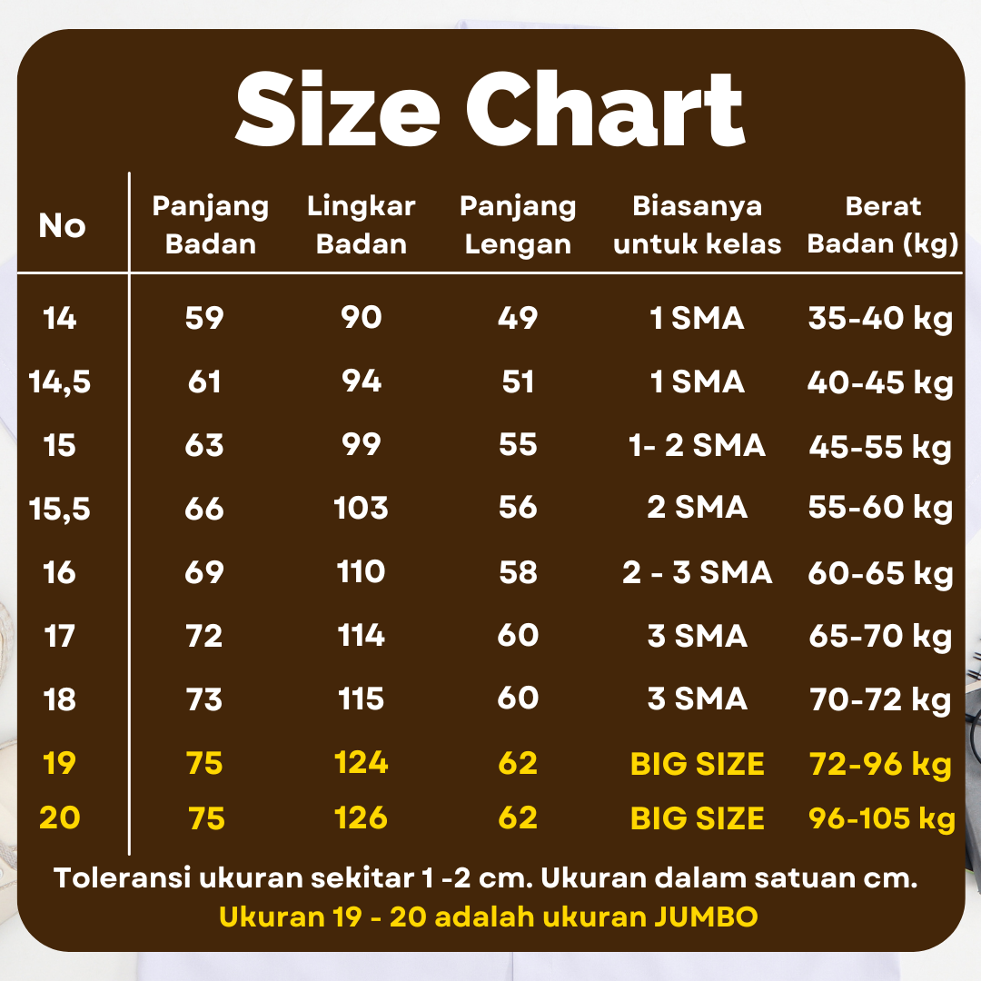 Baju Putih SMA Lengan Pendek Lengan Panjang