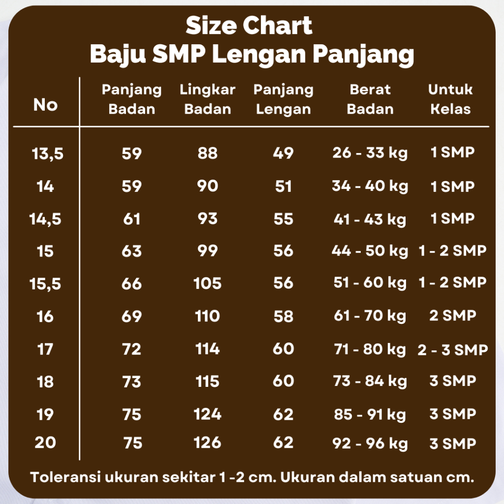 Baju Putih SMP Lengan Panjang