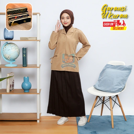 Image of Rok Rempel SMP SMA Pramuka Coklat Bahan Nagata Drill Seragam Sekolah Premium - Gajah Mada Uniform
