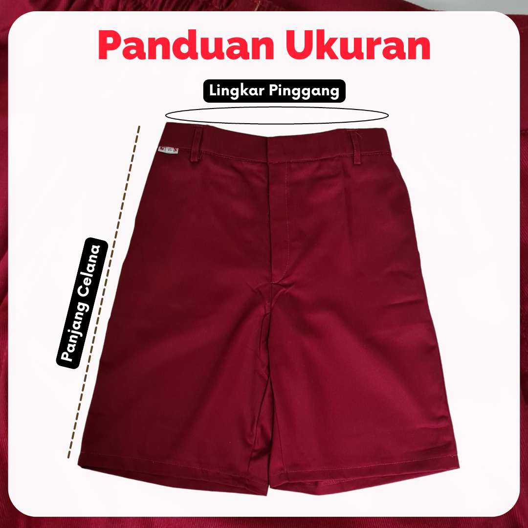 Celana Pendek SD Merah Maroon