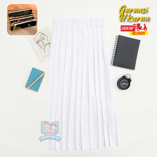 Image of Rok Rempel SMP SMA Putih Bahan Nagata Drill Seragam Sekolah Premium - Gajah Mada Uniform