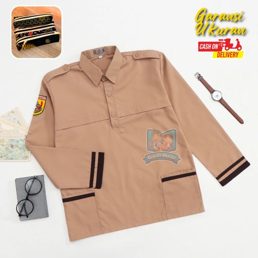 Image of Baju Pramuka Siaga SD Premium Lengan Panjang Bahan Premium Oxford Putra Putri Cowok Cewek Seragam Sekolah - Gajah Mada Uniform