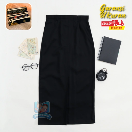 Image of Rok Span SMP SMA Hitam Bahan Nagata Drill Seragam Sekolah Premium - Gajah Mada Uniform