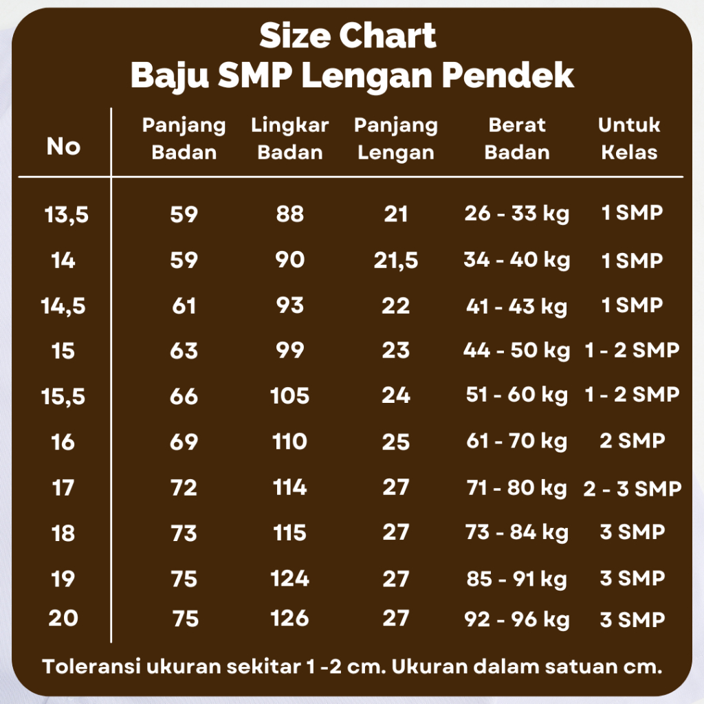 Baju Putih SMP Lengan Pendek