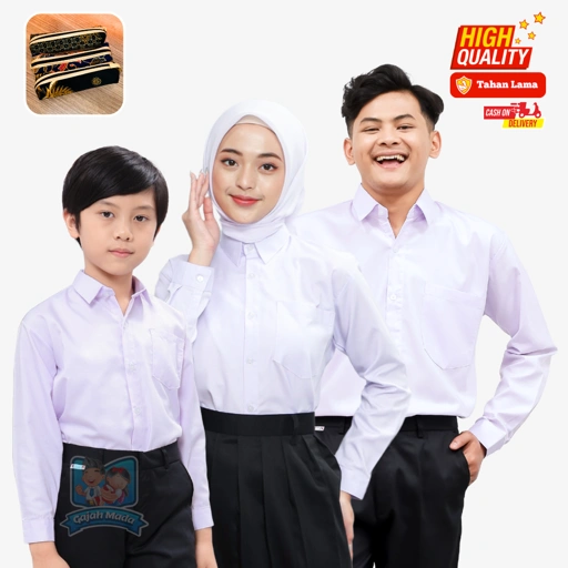 Baju Putih Polos SD SMP SMA Lengan Panjang