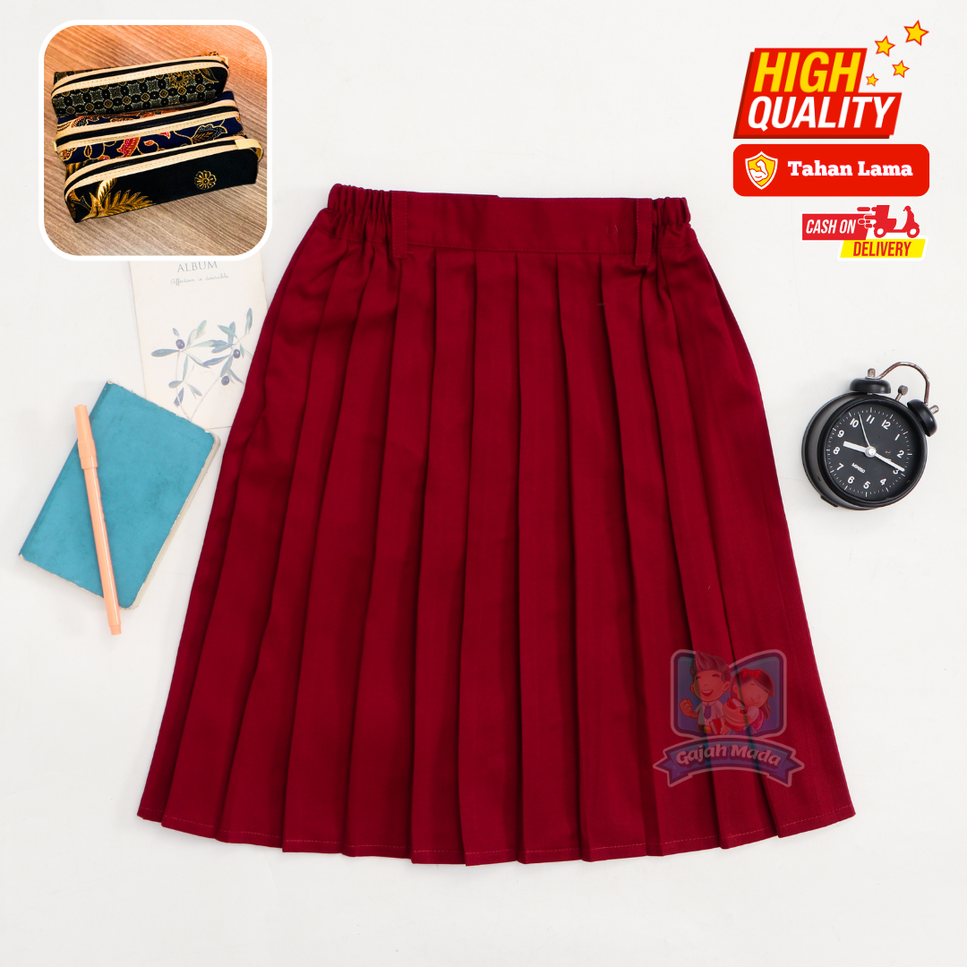 Rok Pendek Rempel SD Merah Maroon