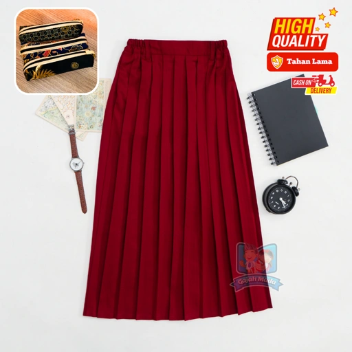 Rok Panjang Rempel SD Merah Maroon