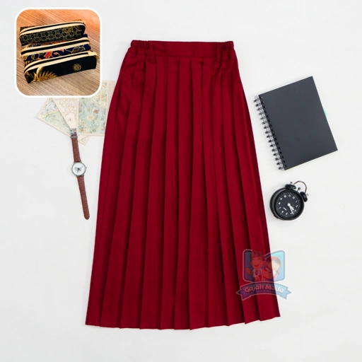 Rok Panjang Rempel SD Merah Maroon