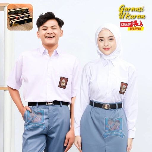 Image of Baju Putih SMA Premium Lengan Pendek Lengan Panjang Bahan Premium Oxford Putra Putri Cowok Cewek Seragam Sekolah - Gajah Mada Uniform