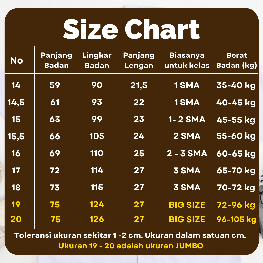 Baju Putih SMA Lengan Pendek Lengan Panjang